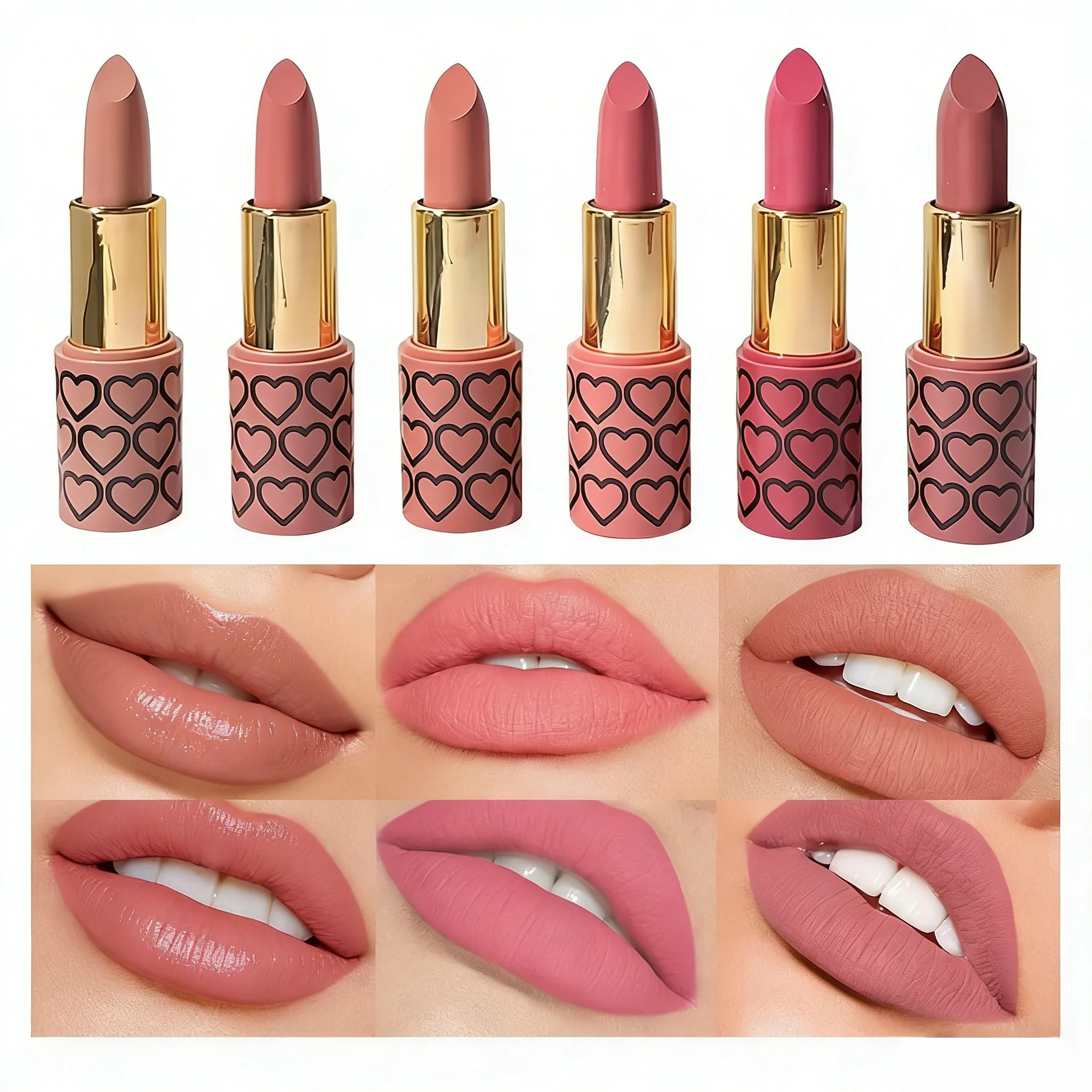 Coffret de 6 rouges à lèvres mats nude, imperméables, longue tenue, faciles à appliquer, haute pigmentation, ne tache pas les tasses, ensemble de maquillage pour les lèvres, idéal comme cadeau.