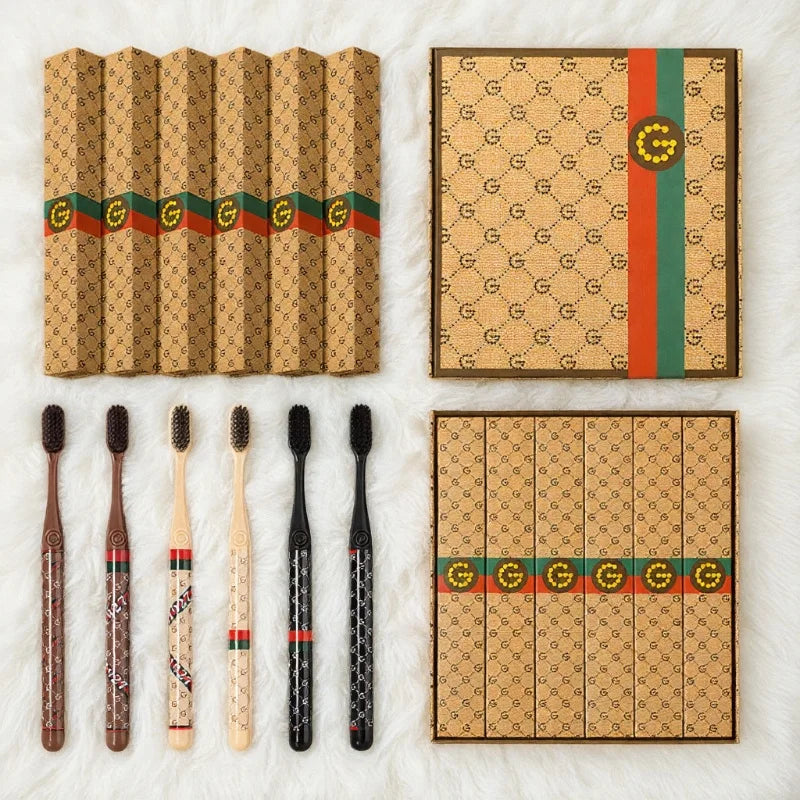 Boîte cadeau haut de gamme, brosse à dents, usage domestique noir et blanc; Luxe léger, soie fine, cheveux doux, manche adulte, couple, tête large, famille et