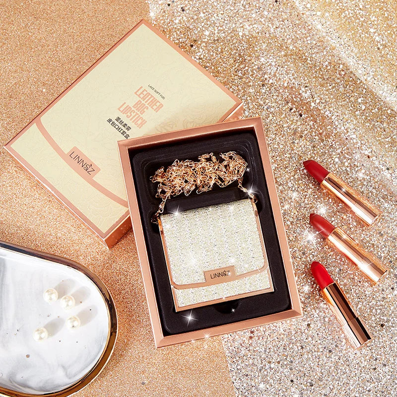 Rouge à lèvres en velours avec JOBag, imperméable, antiadhésif, longue durée, rotatif, ensemble de maquillage, cadeau de la journée du Léon, 3 pièces