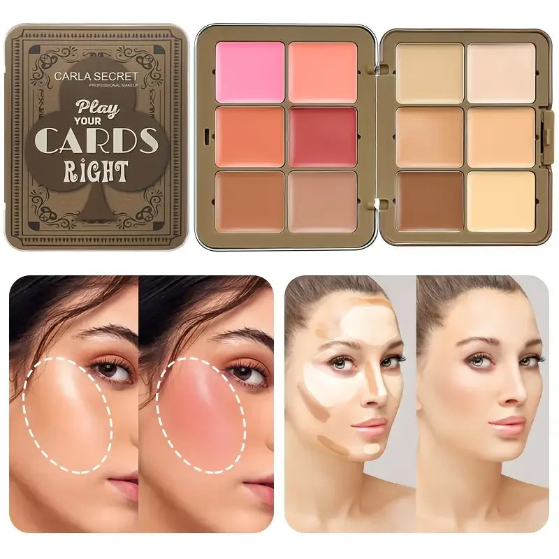 Palette de maquillage multifonctionnelle, fard à joues correcteur 12 couleurs, palette de maquillage combinée de fond de teint nourrissant et longue durée