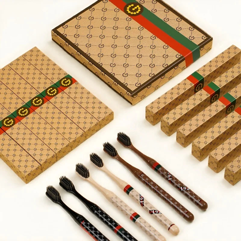 Boîte cadeau haut de gamme, brosse à dents, usage domestique noir et blanc; Luxe léger, soie fine, cheveux doux, manche adulte, couple, tête large, famille et