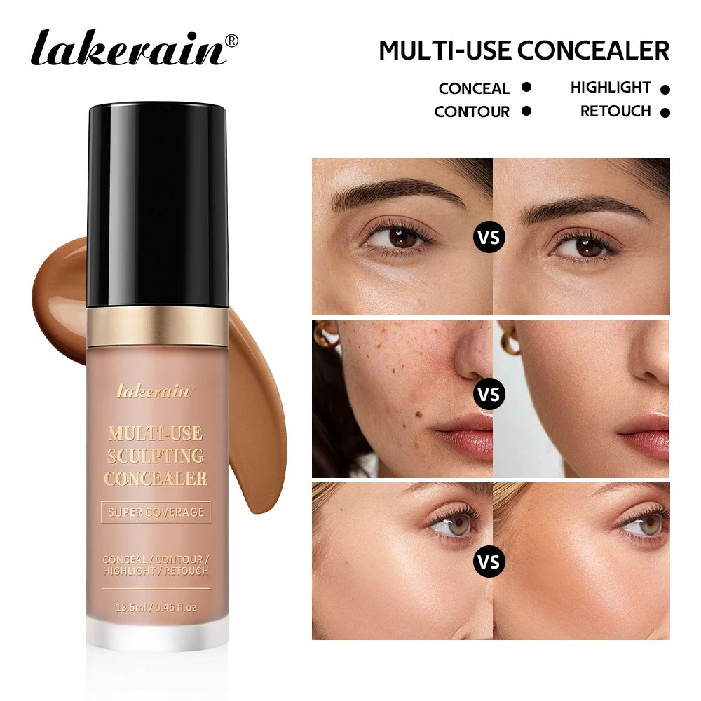Lakerain – correcteur imperméable 5 couleurs, fond de teint mat, haute couverture, contrôle de l'huile, pour les cicatrices d'acné et les cernes, cosmétiques