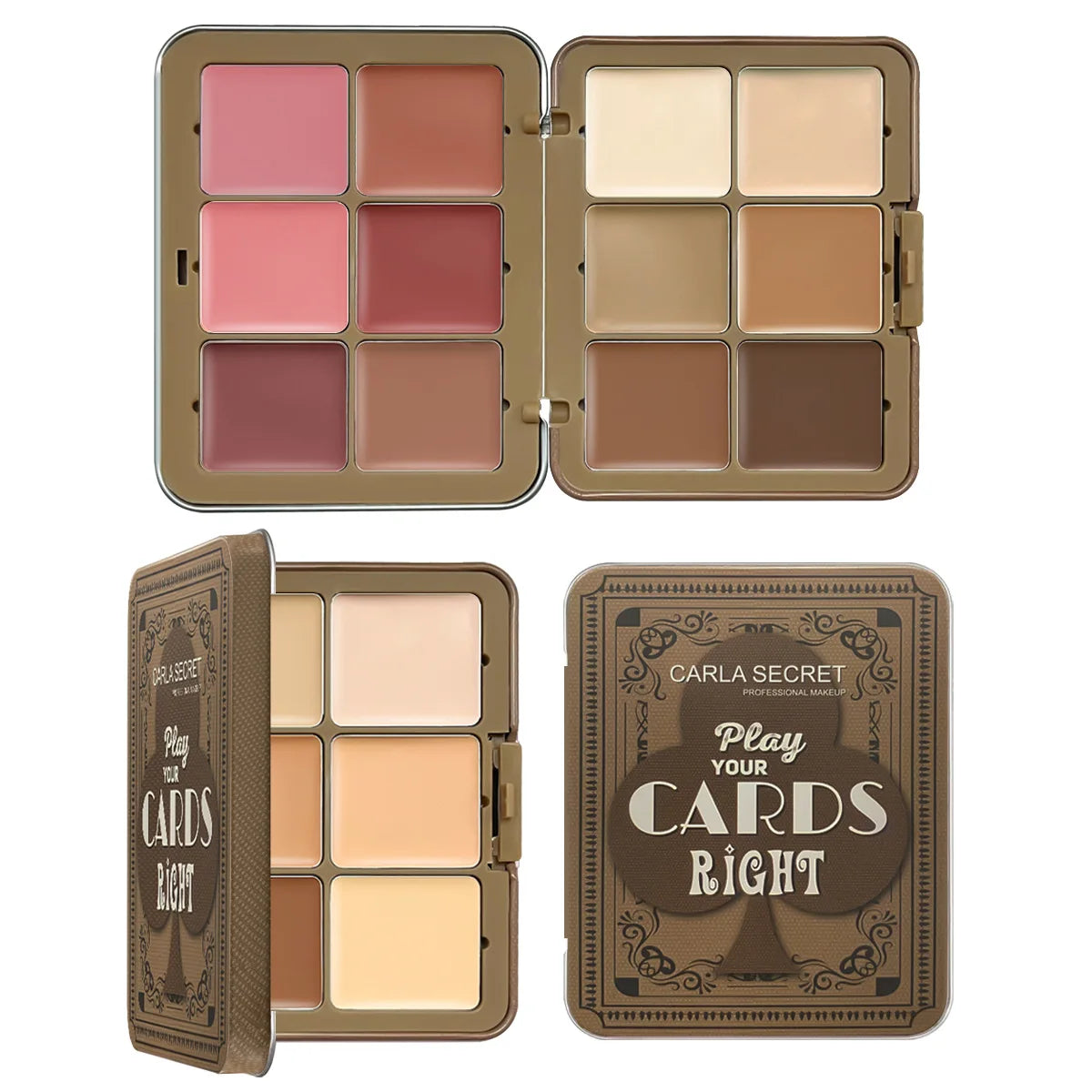 Palette de maquillage multifonctionnelle, fard à joues correcteur 12 couleurs, palette de maquillage combinée de fond de teint nourrissant et longue durée
