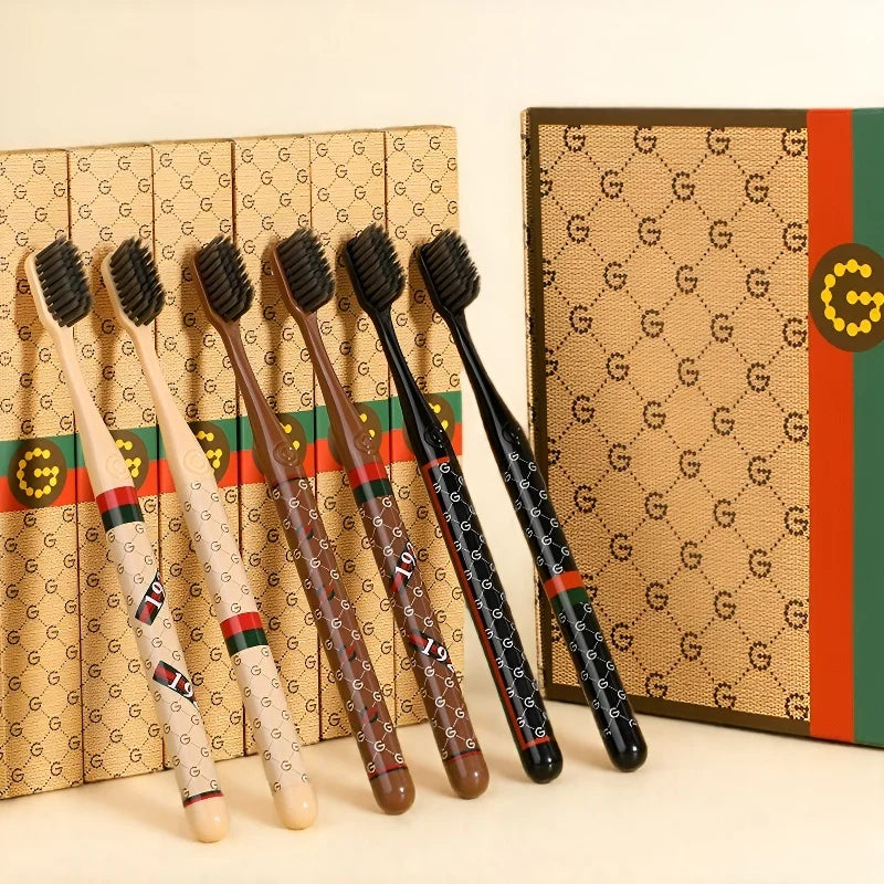 Boîte cadeau haut de gamme, brosse à dents, usage domestique noir et blanc; Luxe léger, soie fine, cheveux doux, manche adulte, couple, tête large, famille et