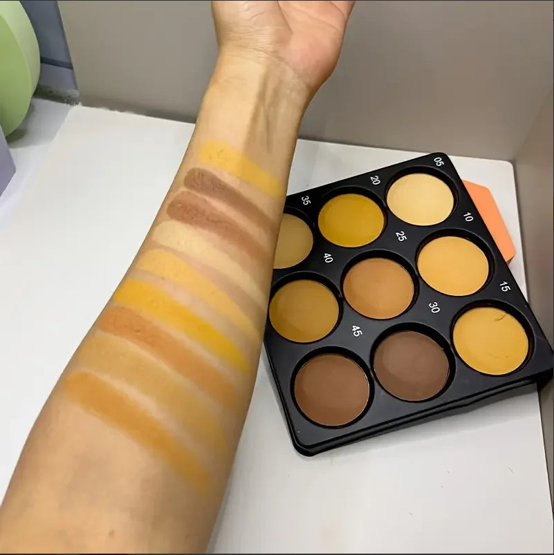 Palette de correcteur de Contour imperméable, 9 couleurs, mat, nuances moyennes à profondes, sculpture 3D, contrôle de l'huile, maquillage longue durée
