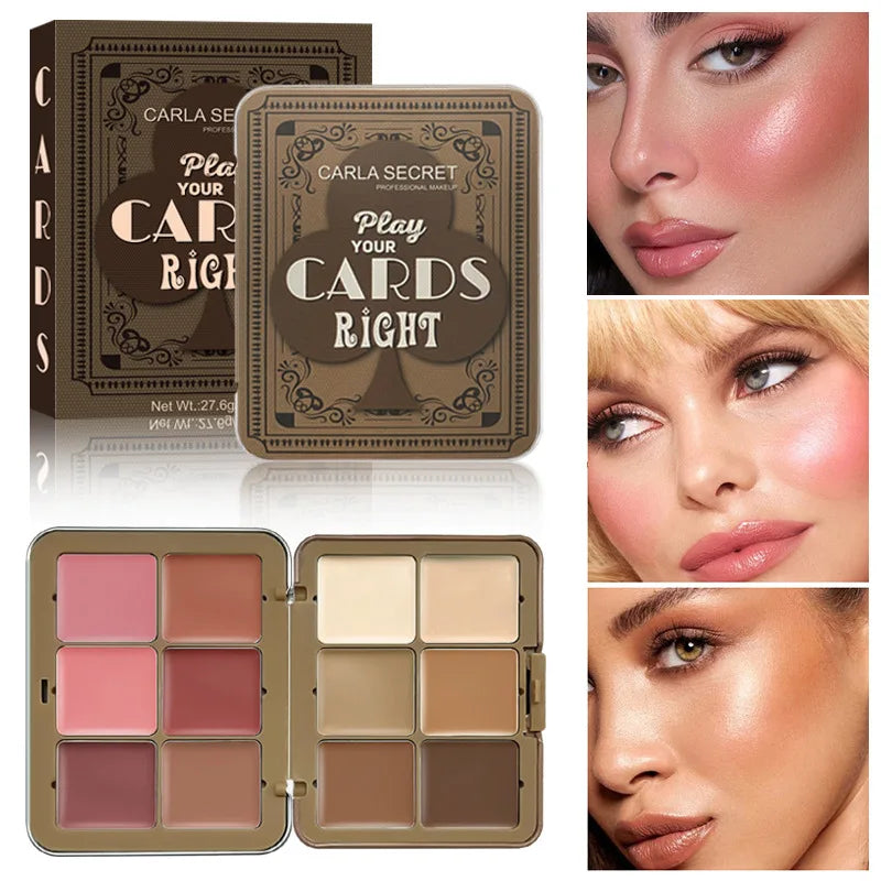 Palette de maquillage multifonctionnelle, fard à joues correcteur 12 couleurs, palette de maquillage combinée de fond de teint nourrissant et longue durée