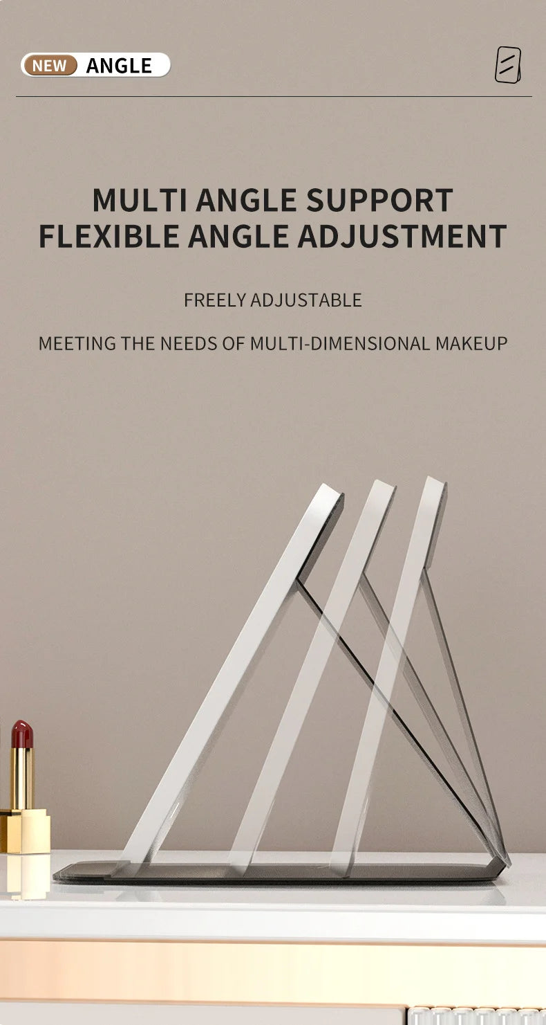 Miroir de maquillage LED portable pliable avec lumière rechargeable, miroir de maquillage de bureau, lumière de remplissage, coque en cuir