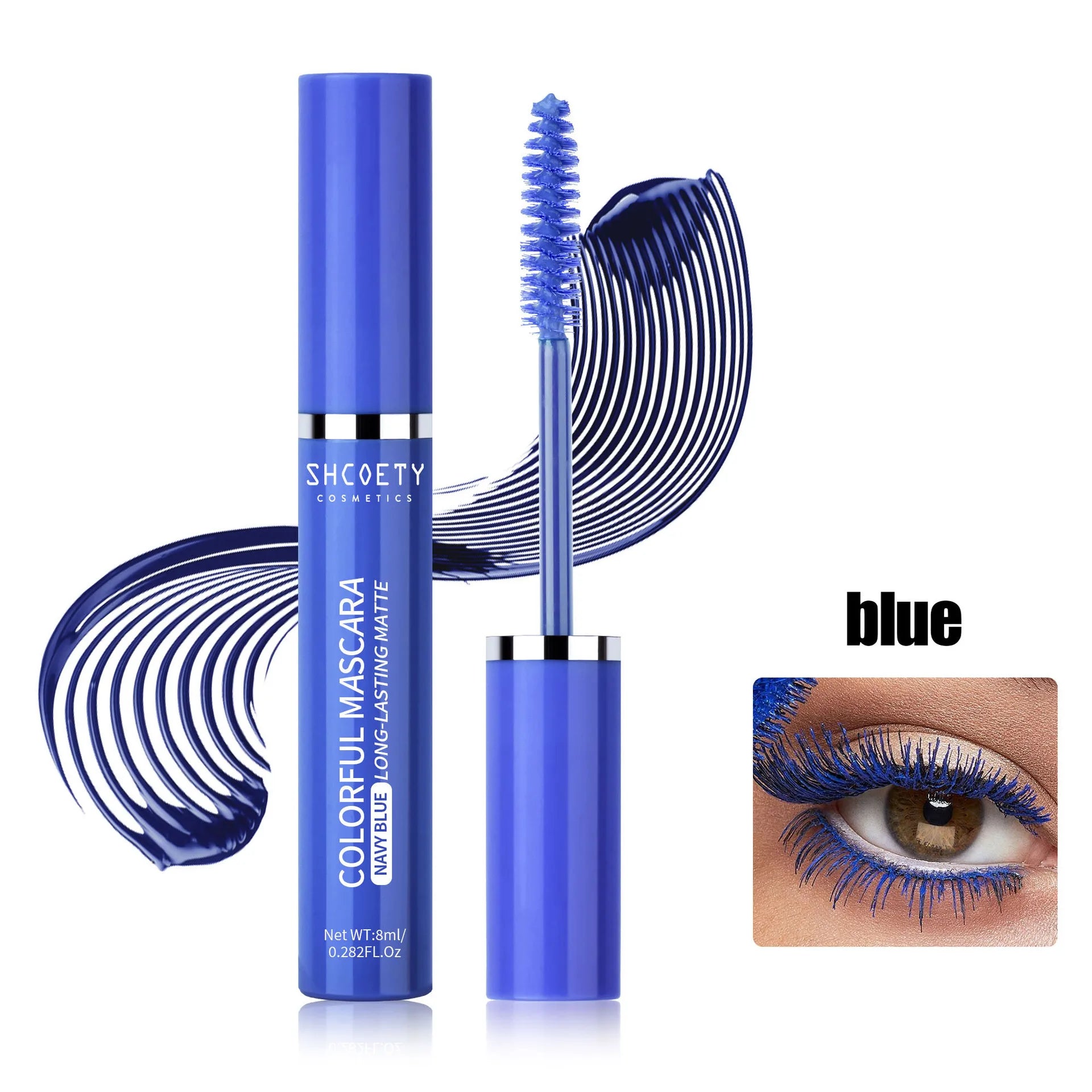 Mascara épais à friser bleu 5D, longue tenue, imperméable, coloré, séchage rapide, Extension de cils, maquillage de scène de noël