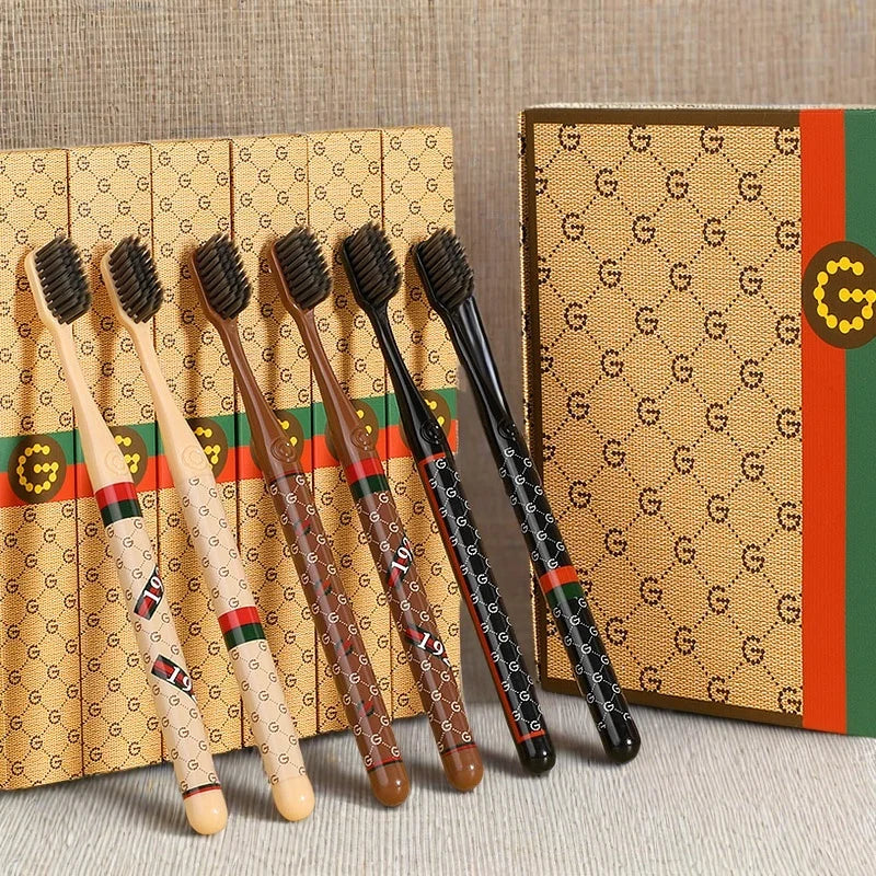 Boîte cadeau haut de gamme, brosse à dents, usage domestique noir et blanc; Luxe léger, soie fine, cheveux doux, manche adulte, couple, tête large, famille et