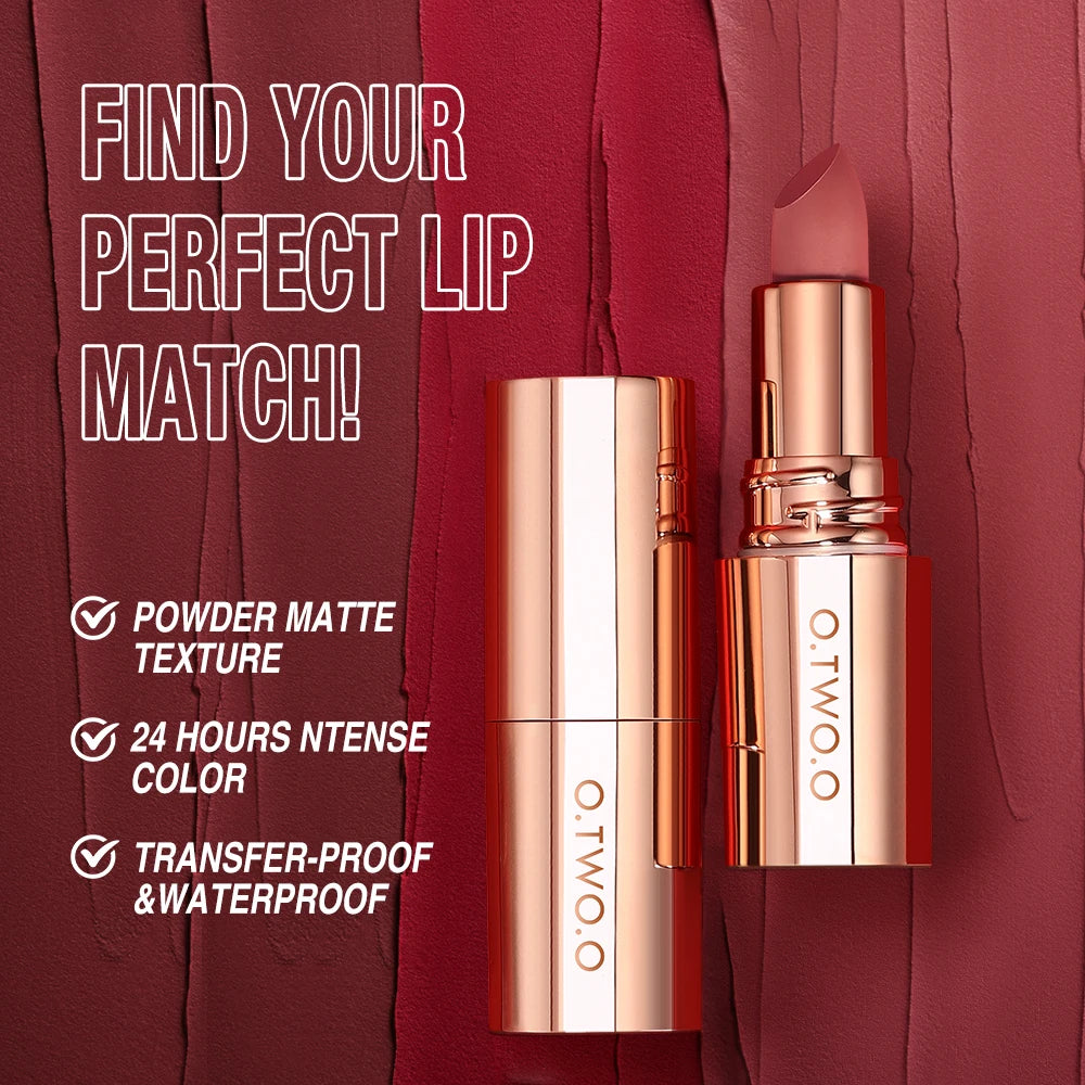 O.TWO.O-Rouge à Lèvres Longue Durée Résistant à l'Eau, Sans Taches, Classique 402, Pigmenté, Finition Velours, Maquillage Teinté Jules 256