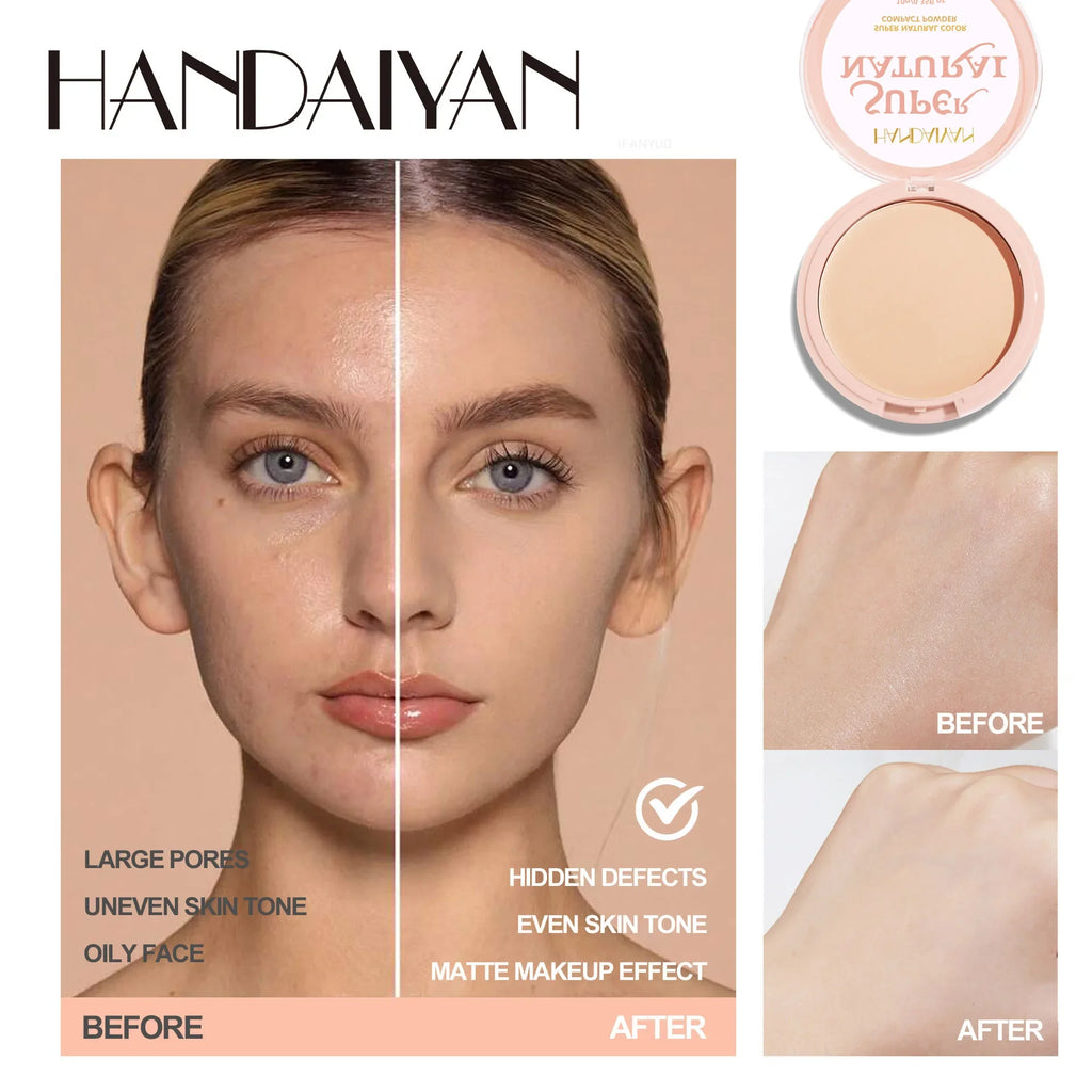 Poudre pressée mate pour le visage, 8 couleurs, contrôle de l'huile 24 heures, fond de teint naturel éclaircissant, couverture complète, poudre de réglage, maquillage pour le visage