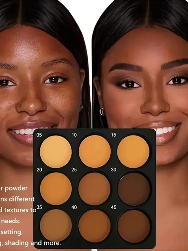 Palette de correcteur de Contour imperméable, 9 couleurs, mat, nuances moyennes à profondes, sculpture 3D, contrôle de l'huile, maquillage longue durée