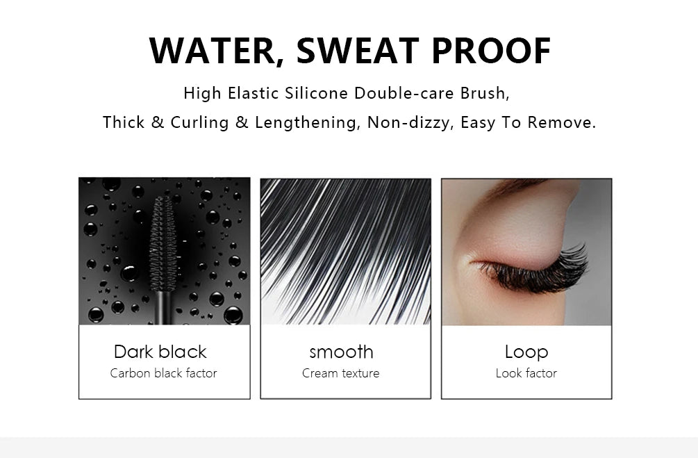 QIBEST-Mascara 4D noir pour extension de cils, imperméable, fibre optique, lifting, allongement, maquillage durable, rimel