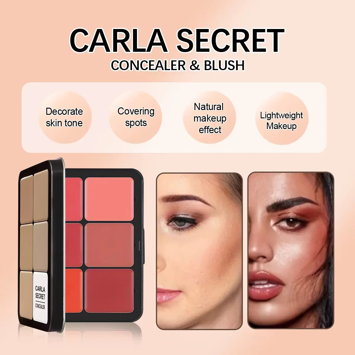 Boîte en fer pour correcteur de contour, crème pour fard à joues, palette de maquillage tout-en-un, 12 couleurs
