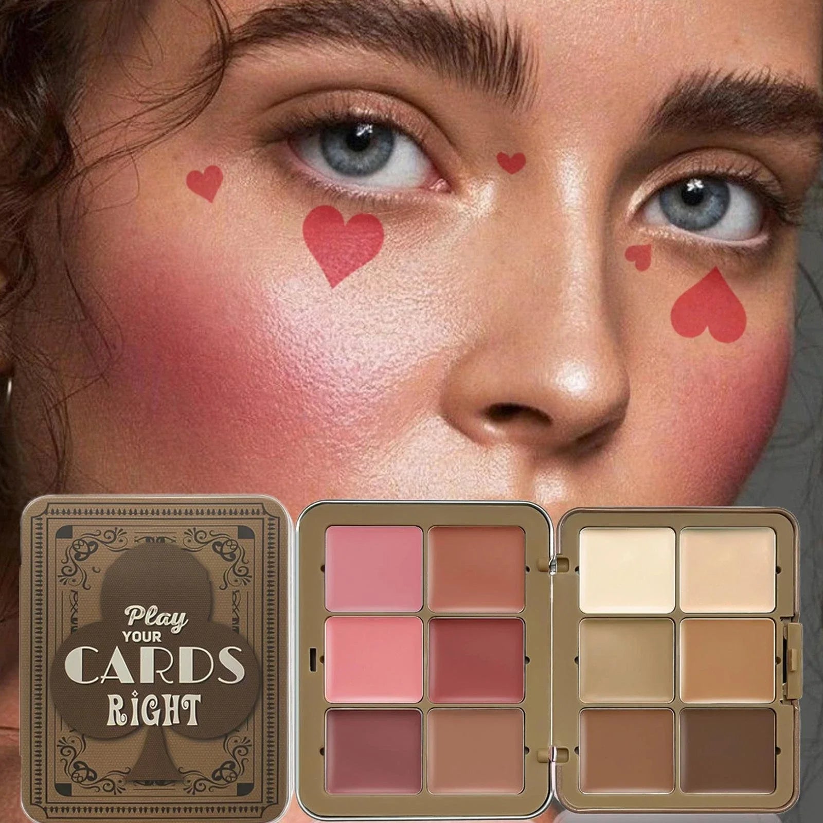 Palette de maquillage multifonctionnelle, fard à joues correcteur 12 couleurs, palette de maquillage combinée de fond de teint nourrissant et longue durée