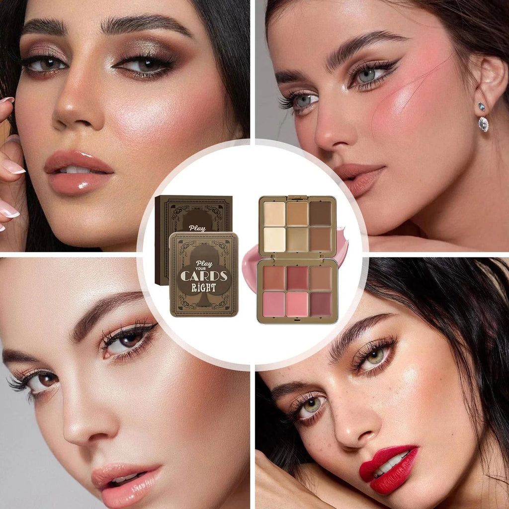 Palette de maquillage multifonctionnelle, fard à joues correcteur 12 couleurs, palette de maquillage combinée de fond de teint nourrissant et longue durée