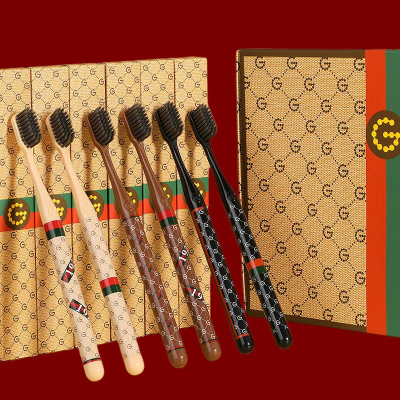 Boîte cadeau haut de gamme, brosse à dents, usage domestique noir et blanc; Luxe léger, soie fine, cheveux doux, manche adulte, couple, tête large, famille et