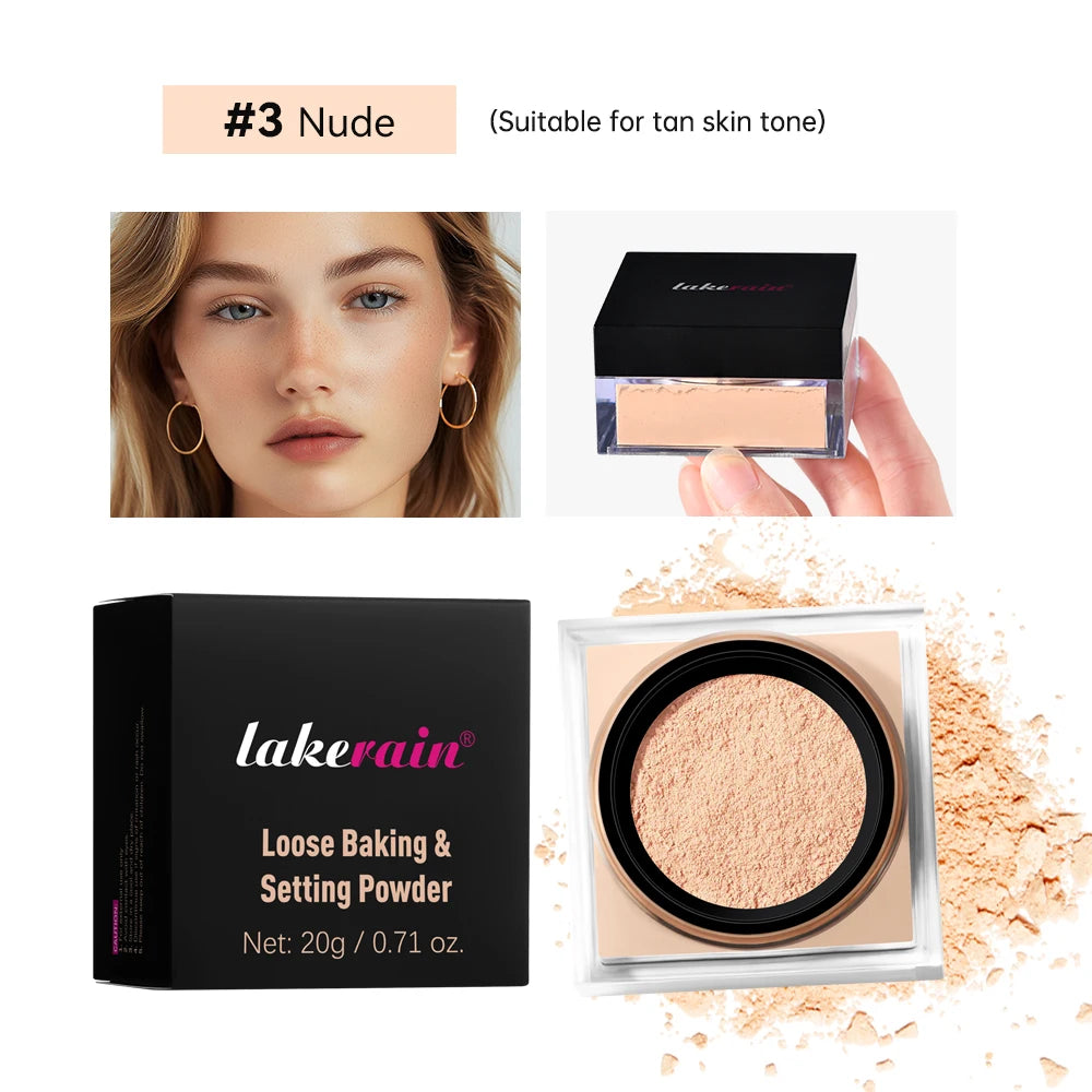 Lakerain poudre à réglage délicat durable sans perte contrôle du maquillage verrouillage de l'huile humidité créer un maquillage de Base de pores zéro