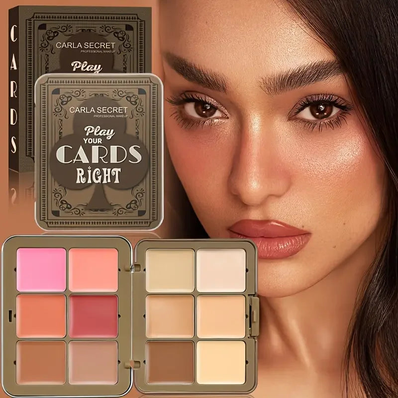 Palette de maquillage multifonctionnelle, fard à joues correcteur 12 couleurs, palette de maquillage combinée de fond de teint nourrissant et longue durée