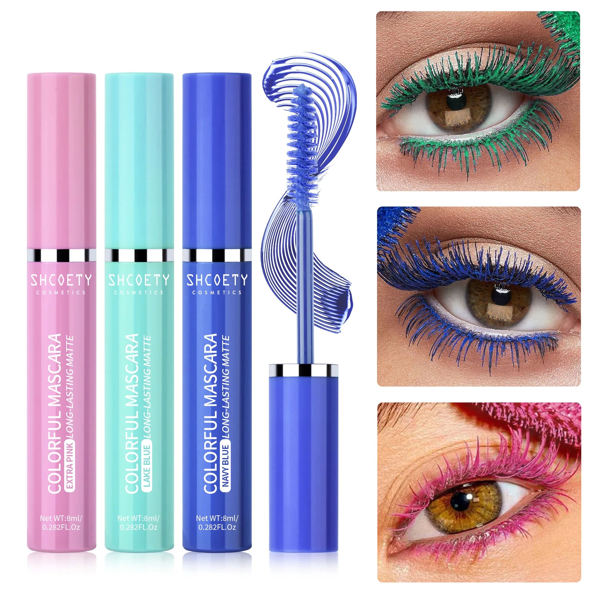 Mascara épais à friser bleu 5D, longue tenue, imperméable, coloré, séchage rapide, Extension de cils, maquillage de scène de noël