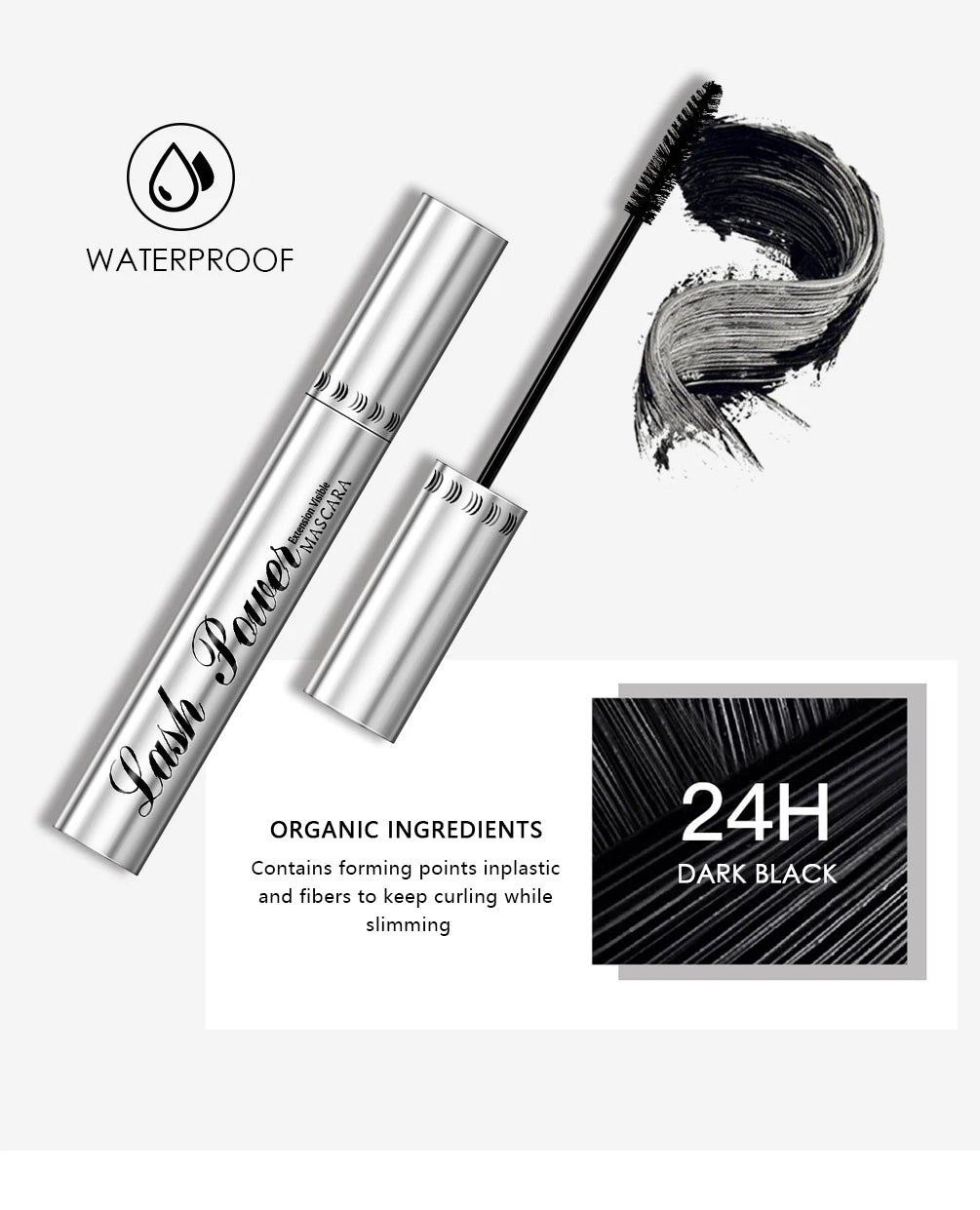 QIBEST-Mascara 4D noir pour extension de cils, imperméable, fibre optique, lifting, allongement, maquillage durable, rimel